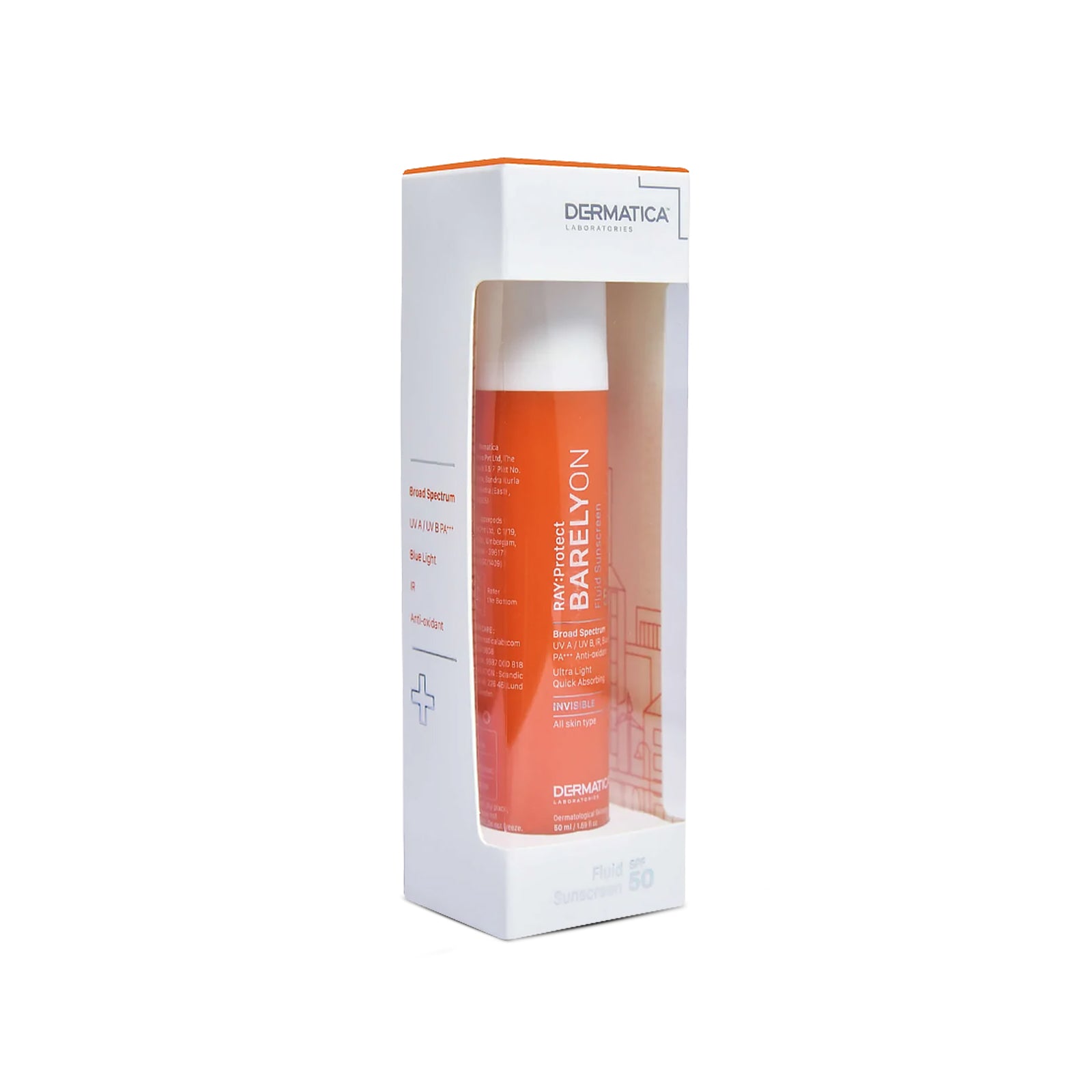 Dermatica Ray: Protect Barelyon Fluid Sunscreen SPF 50