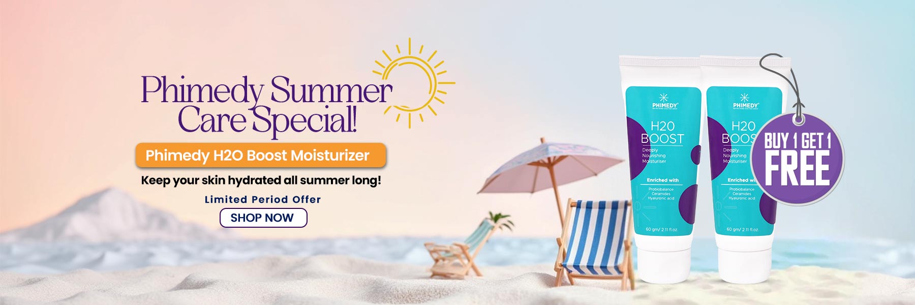 Phimedy Summer sale Buy 1 get 1 on Phimedy H2O Boost moisturizer